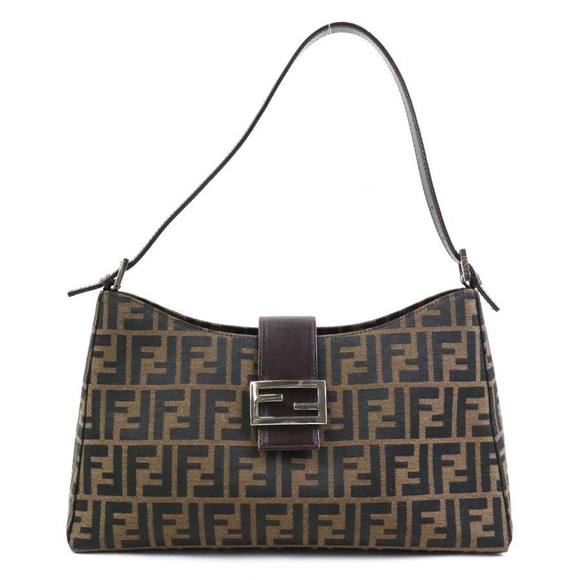 FENDI Shoulder Bag Zucca Canvas Leather Brown Silver Women's e60255g - Picture 1 of 5
